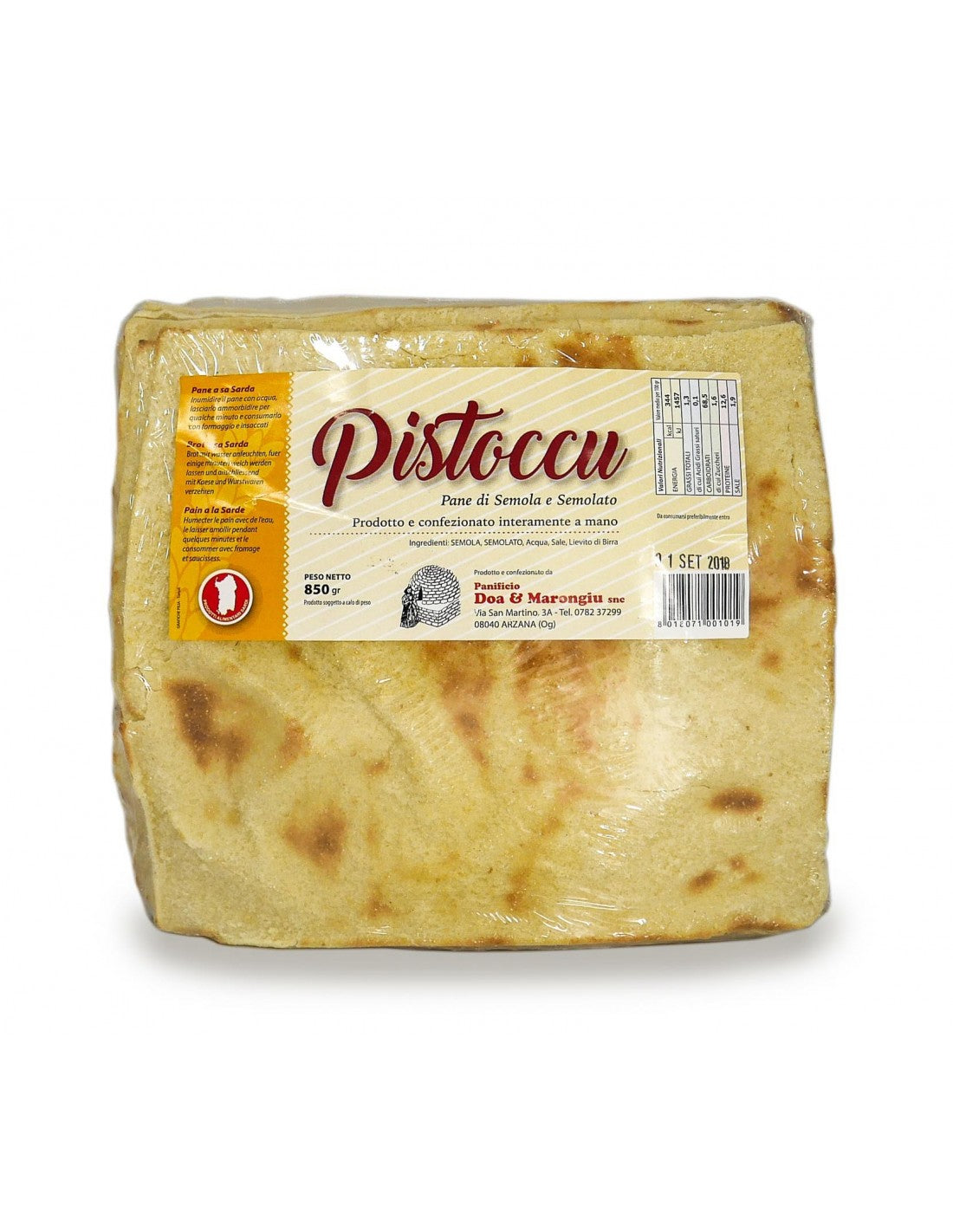 Pistoccu Bianco 850g Doa & Marongiu